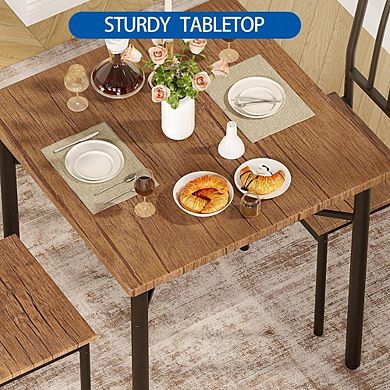Square Bistro Table Set for Two with Adjustable Legs and Storage