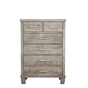 Six Drawer Bedroom Dresser with Storage Chest and Metal Handles