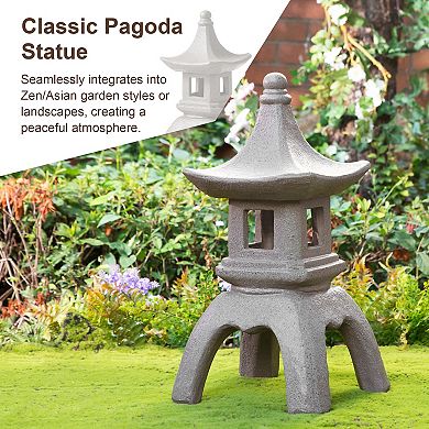 Glitzhome 24"H MGO Faux Concrete Pagoda Garden Statue