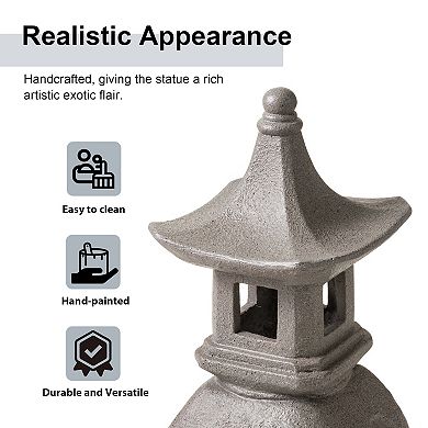 Glitzhome 24"H MGO Faux Concrete Pagoda Garden Statue