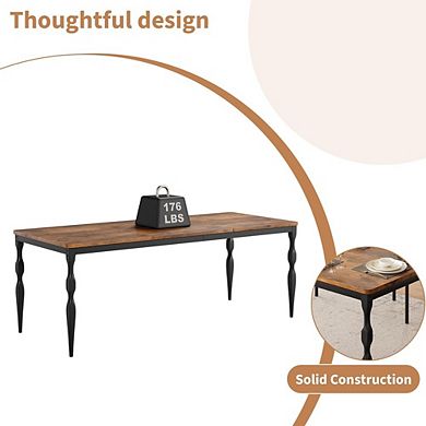 Modern Dining Table with Sculpted Metal Legs Engineered Wood Top Seats 4 to 6