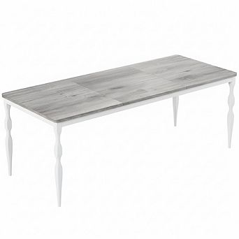 Modern Dining Table with Sculpted Metal Legs Engineered Wood Top Seats 4 to 6
