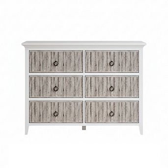 6 Drawer Fluted Dresser with Waveform Panels and Anti-Tip Design