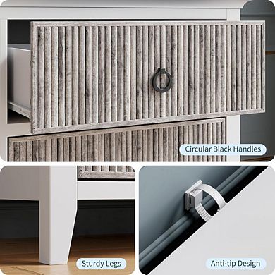 6 Drawer Fluted Dresser with Waveform Panels and Anti-Tip Design
