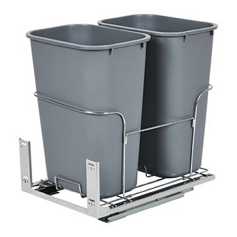 2×25-qt Dual Pull Out Trash Can Under Cabinet,Garbage Waste Recyling Bin with Full Extension Slides