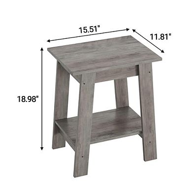 Rustic Farmhouse Narrow Side Table with Two Tier Storage Shelf