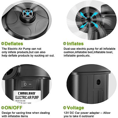 Portable Air Pump for Inflatable with 3 Nozzles