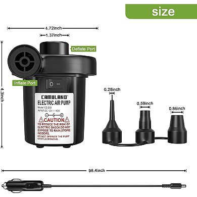 Portable Air Pump for Inflatable with 3 Nozzles