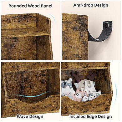 Three-Tier Kids Toy Storage Organizer with Cube Shelves and Tilt Bins