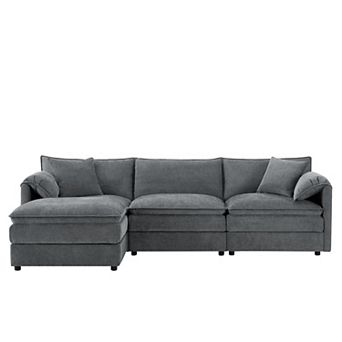 4 Seat Chenille Modular Sectional Sofa with Deep and Wide Seat