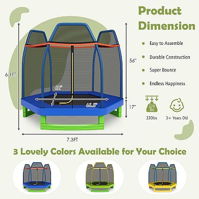 7-Foot Blue Kids Bounce Jumper Trampoline