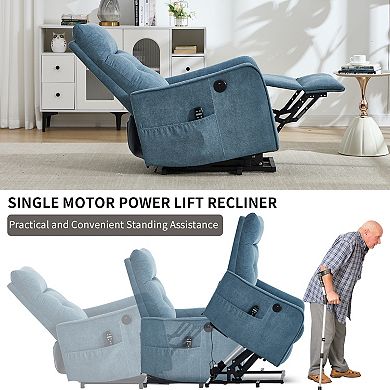 Chenille Power Lift Recliner with Massage USB Charging Heavy Duty Mechanism