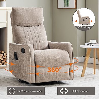 Heat Massage Manual Recliner Chair with Rocker and Swivel