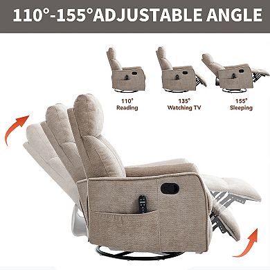 Heat Massage Manual Recliner Chair with Rocker and Swivel