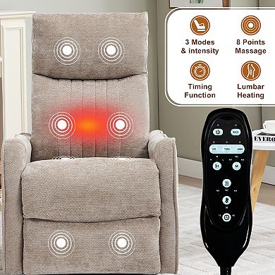 Heat Massage Manual Recliner Chair with Rocker and Swivel