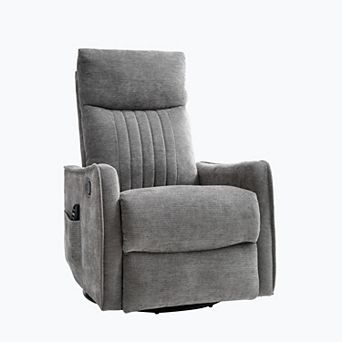 Faux Leather Recliner Chair with Heat Massage Manual Rocker and Swivel
