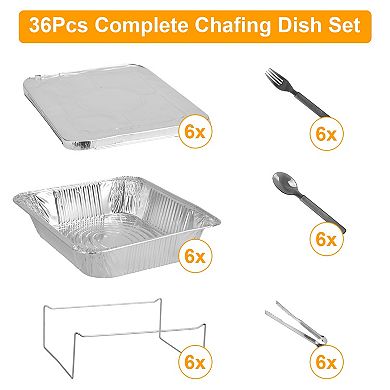 36-Piece Disposable Chafing Dish Buffet Set with Covers & Utensils for Parties