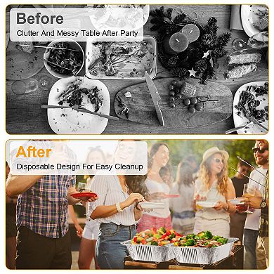 36-Piece Disposable Chafing Dish Buffet Set with Covers & Utensils for Parties