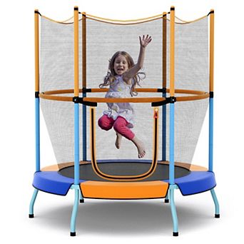 48-Inch Orange Toddler Trampoline with Safety Net Enclosure