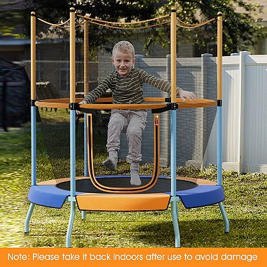 48-Inch Orange Toddler Trampoline with Safety Net Enclosure
