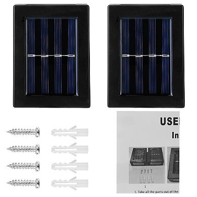 2Pcs Solar Deck Lights Outdoor Waterproof LED Fence Stair Lamps for Patio Yard White Light