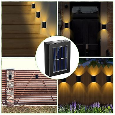 2Pcs Solar Deck Lights Outdoor Waterproof LED Fence Stair Lamps for Patio Yard White Light