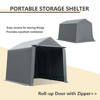 Outdoor Storage Shed With Roll-Up Door