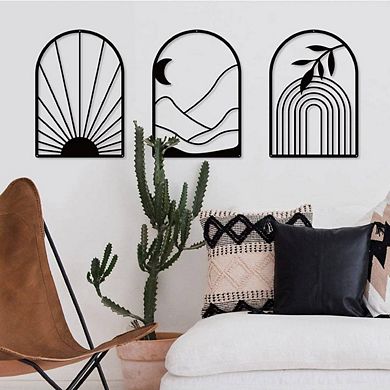 Bohemian Black Line Metal Wall Art