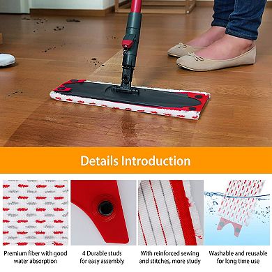 2-Pack Fiber Floor Mop Pads for Vileda Ultra Max, Washable Replacement Heads for Wet & Dry Floor Cle