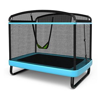 6-Foot Blue Kids Trampoline with Swing and Safety Net