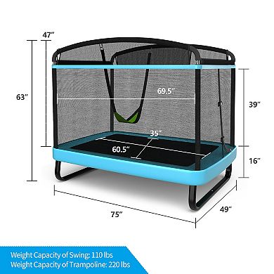 6-Foot Blue Kids Trampoline with Swing and Safety Net