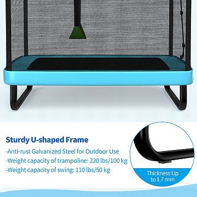 6-Foot Blue Kids Trampoline with Swing and Safety Net