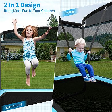 6-Foot Blue Kids Trampoline with Swing and Safety Net