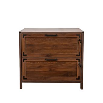 Home Office 2 Drawer Farmhouse File Cabinet with Lock