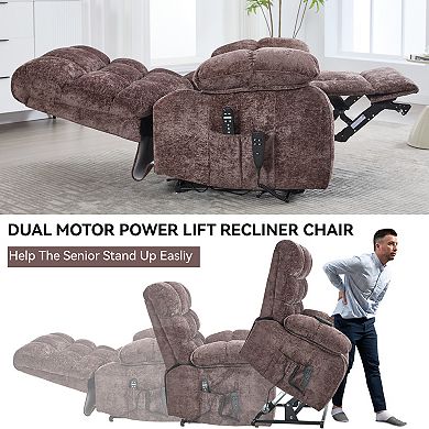 Dual Motor Lift Recliner with Heat Massage Infinite Position 350LB Capacity Power Remote