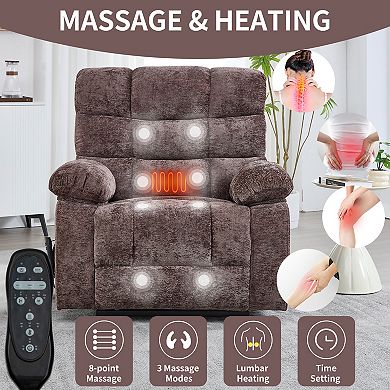 Dual Motor Lift Recliner with Heat Massage Infinite Position 350LB Capacity Power Remote