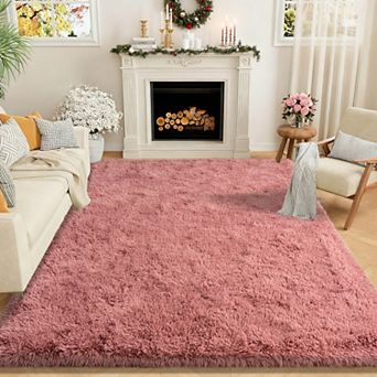 Blush Shag Area Rug, Ultra Soft 1.7" Thick, Non-Slip Plush Carpet for Bedroom, Modern Home Decor