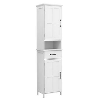 Slim Double Door Cabinet for Narrow Spaces, Floor-Standing Storage for Kitchen or Bathroom