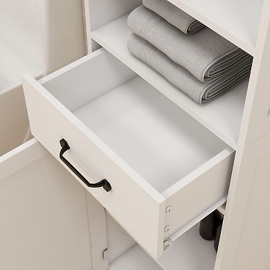 Slim Double Door Cabinet for Narrow Spaces, Floor-Standing Storage for Kitchen or Bathroom