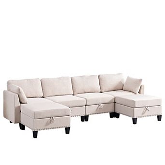 109" Modular U Shaped Sofa with Movable Ottoman