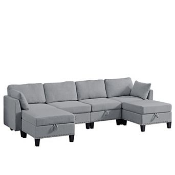 109" Modular U Shaped Sofa with Movable Ottoman