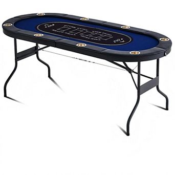 8-Player Foldable Poker Table 72" Oval with Cup Holders and Padding