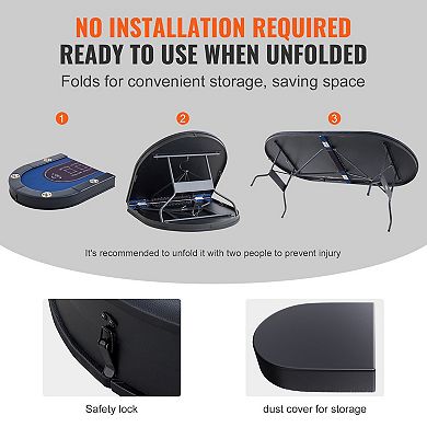 8-Player Foldable Poker Table 72" Oval with Cup Holders and Padding