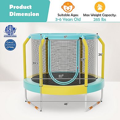 Mini Trampoline with Enclosure and Heavy Duty Metal Frame