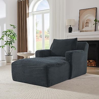 65'' Chaise Lounge Chair,Corduroy Cloud Couch,Oversized Sofa Bed for Living Room, No Assembly