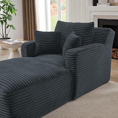 65'' Chaise Lounge Chair,Corduroy Cloud Couch,Oversized Sofa Bed for Living Room, No Assembly