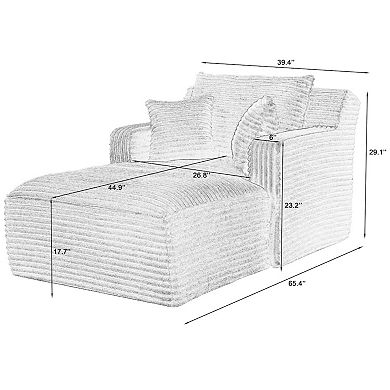 65'' Chaise Lounge Chair,Corduroy Cloud Couch,Oversized Sofa Bed for Living Room, No Assembly