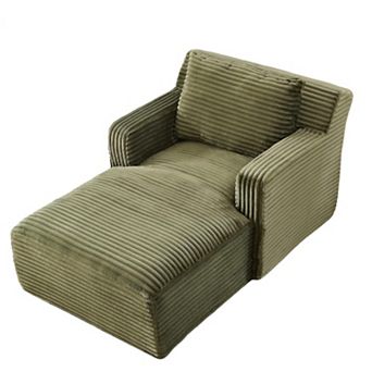 65'' Chaise Lounge Chair,Corduroy Cloud Couch,Oversized Sofa Bed for Living Room, No Assembly