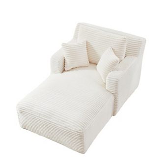 65'' Chaise Lounge Chair,Corduroy Cloud Couch,Oversized Sofa Bed for Living Room, No Assembly