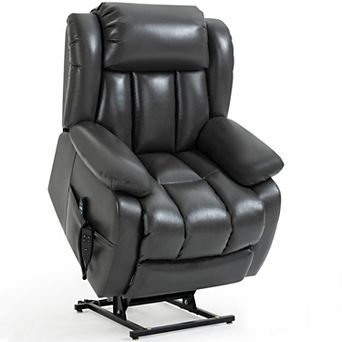 Dual Motor 350LB Leatherette Power Lift Recliner 8-Point Vibration Massage Lumbar Heating